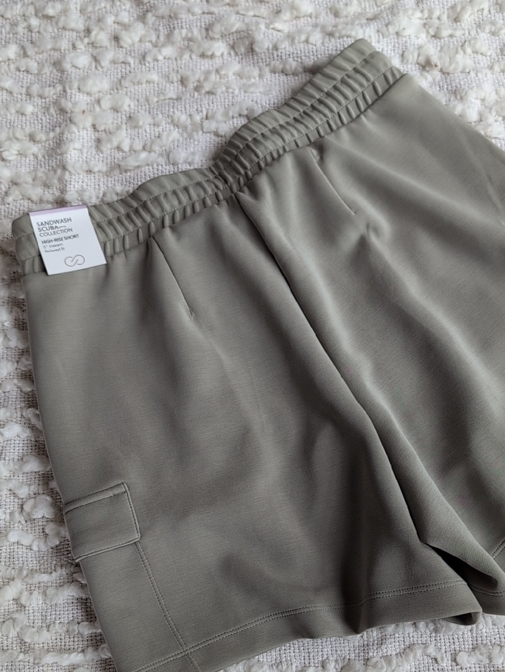 Calia Sandwash Scuba Shorts Drawstring Pull On Light Olive Green Medium New
